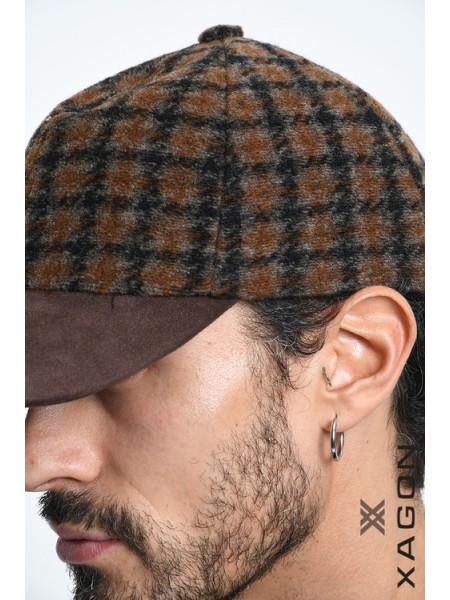 XAGON MAN Καπέλο - Jockey καρό 2LBEFK3 Καφέ - Μαύρο XAGON MAN - 6