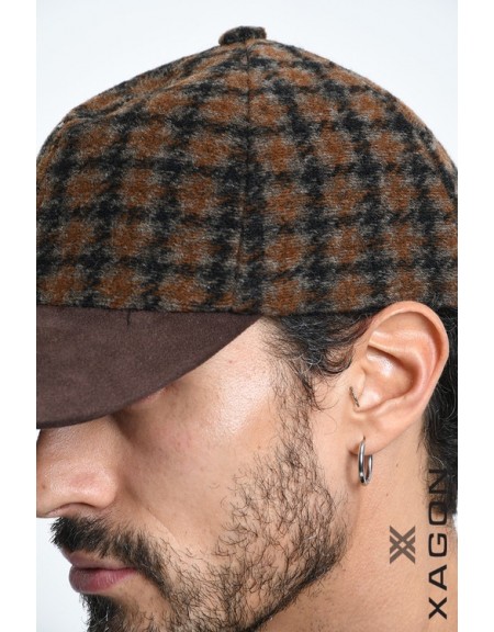 XAGON MAN Καπέλο - Jockey καρό 2LBEFK3 Καφέ - Μαύρο XAGON MAN - 6