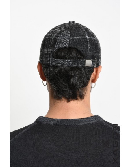 XAGON MAN Καπέλο - Jockey καρό 2LGRENO Μαύρο - Γκρι XAGON MAN - 3