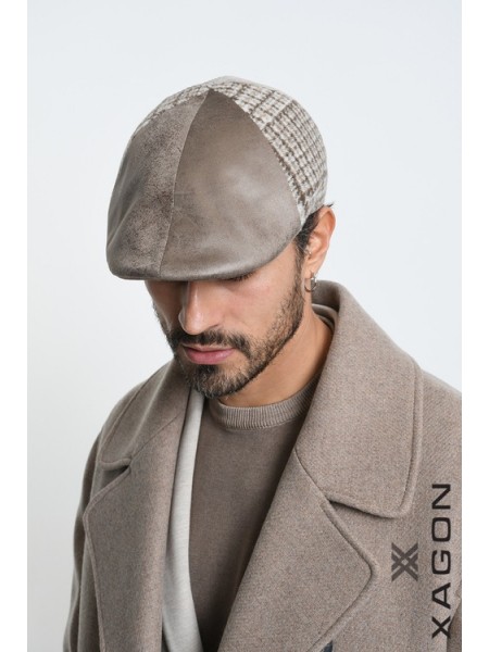 XAGON MAN Hat - Checkered Hat 2LTABIG Beige - Brown XAGON MAN - 2