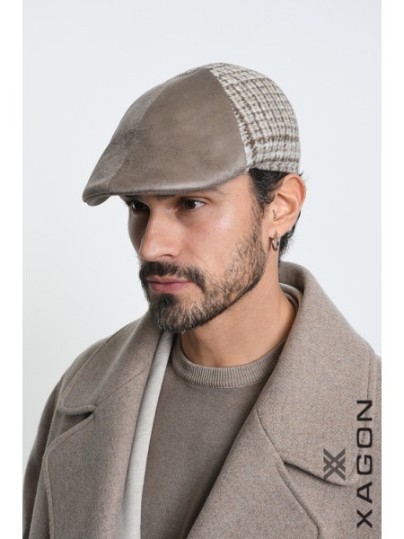 XAGON MAN Hat - Checkered Hat 2LTABIG Beige - Brown XAGON MAN - 1