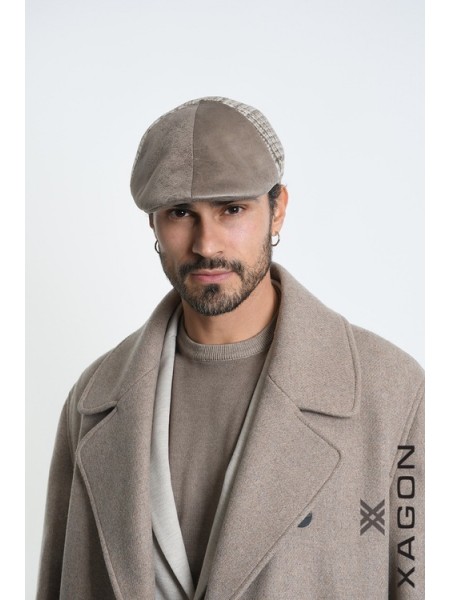 XAGON MAN Hat - Checkered Hat 2LTABIG Beige - Brown XAGON MAN - 5