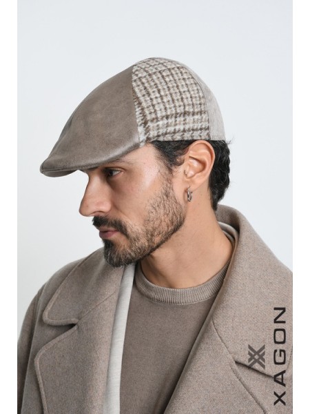 XAGON MAN Hat - Checkered Hat 2LTABIG Beige - Brown XAGON MAN - 7