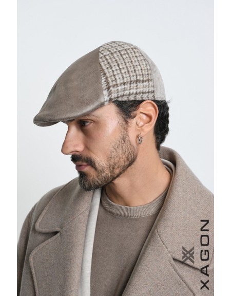 XAGON MAN Hat - Checkered Hat 2LTABIG Beige - Brown XAGON MAN - 7